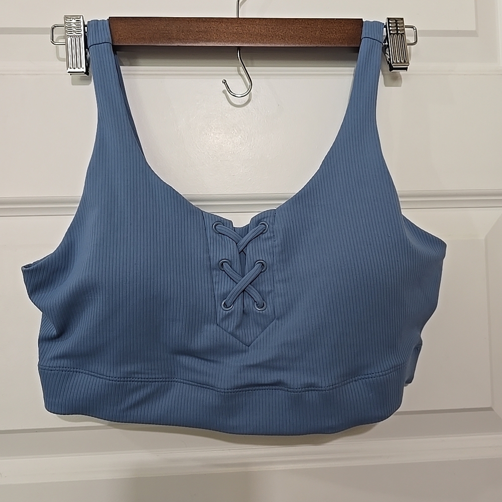 JoyLab Steel Blue Ribbed Crop Top‎